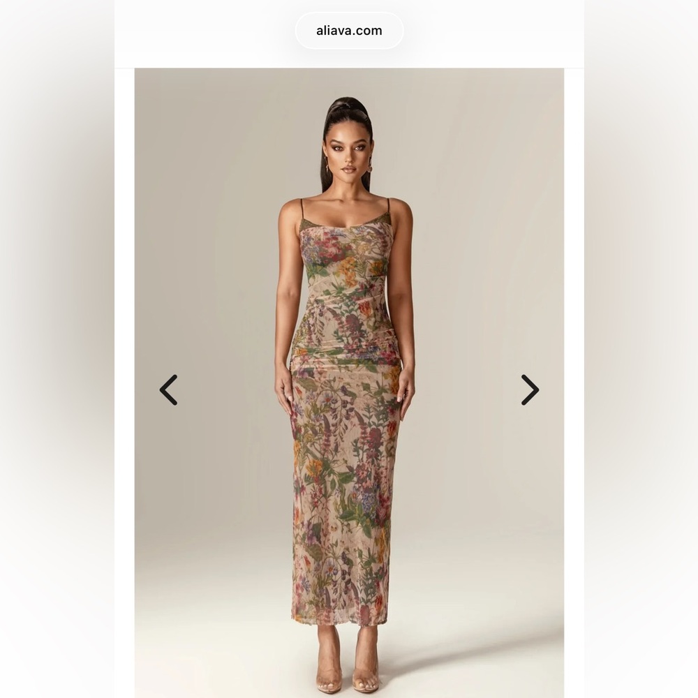 Aliava (formerly Alieva) Evita Floral and Lace Midi Dress